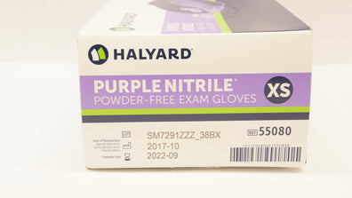 Halyard 55080 Purple Nitrile Powder-Free Exam Gloves XS (x) - Box of 100